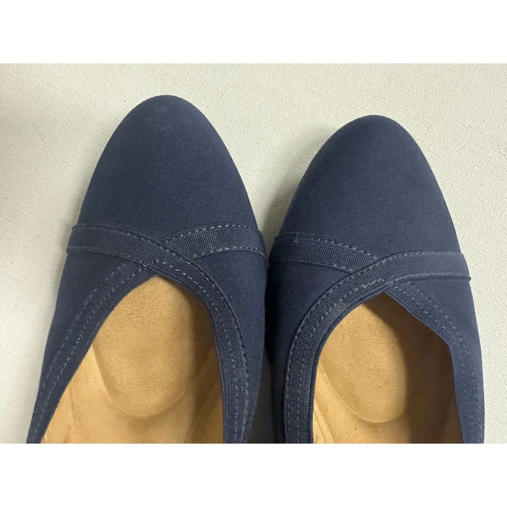 Kelly & Katie Saben Navy Cap Toe Wedge Pumps Women's US 8.5 Stretch Microsuede